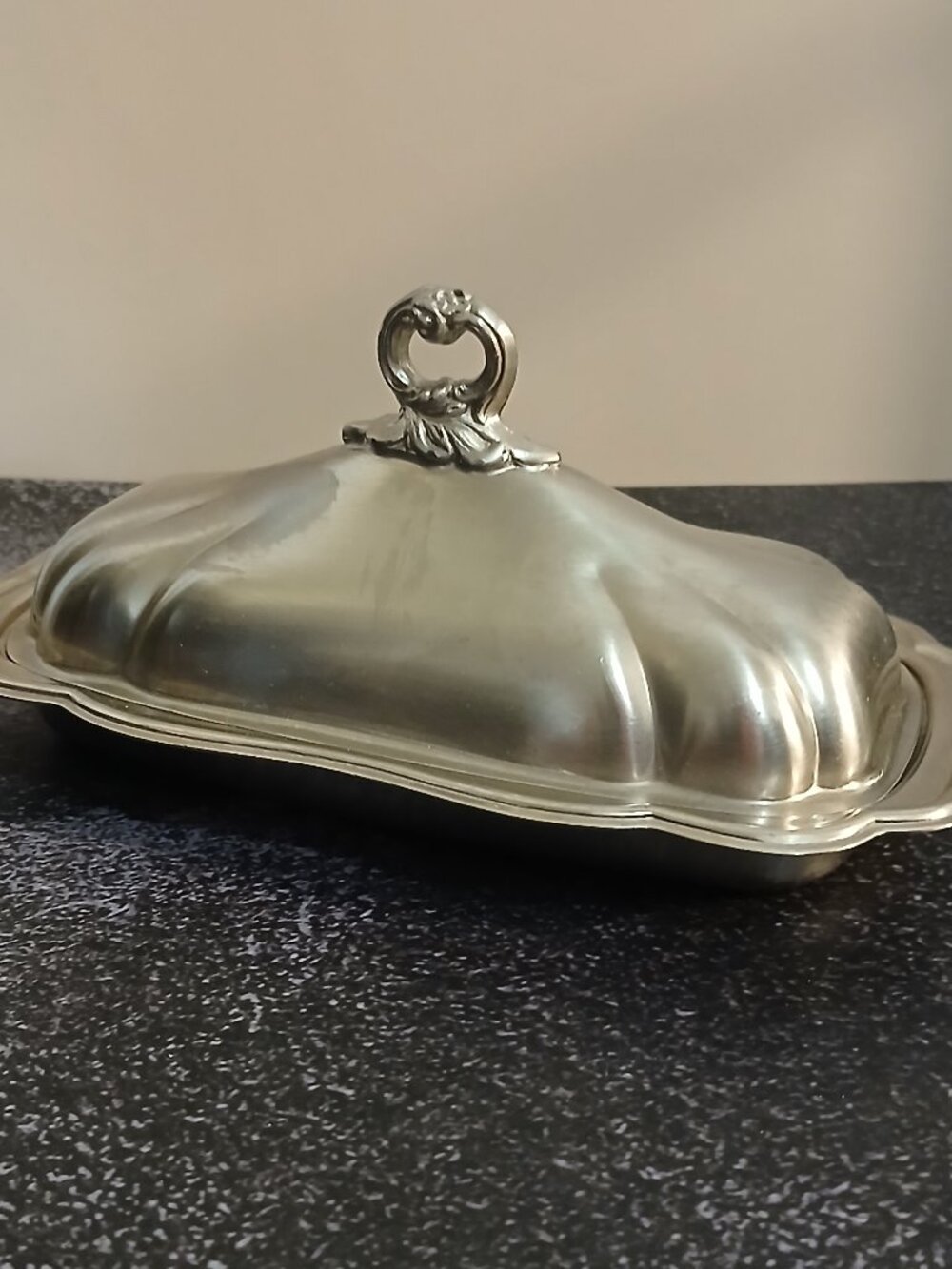 F.B. Rogers Provincetown Pewterlite Lidded Butter Dish-Vintage